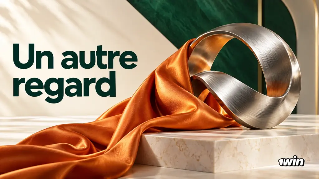 Anneau métallique et tissu orange sur un socle clair.