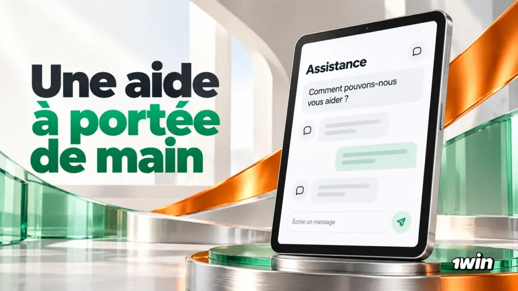 Tablette affichant une conversation d’assistance et un champ de message.