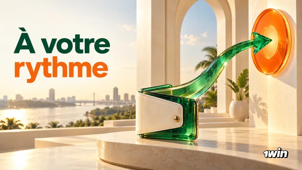 Flèche de verre verte quittant un portefeuille sous le message À votre rythme.